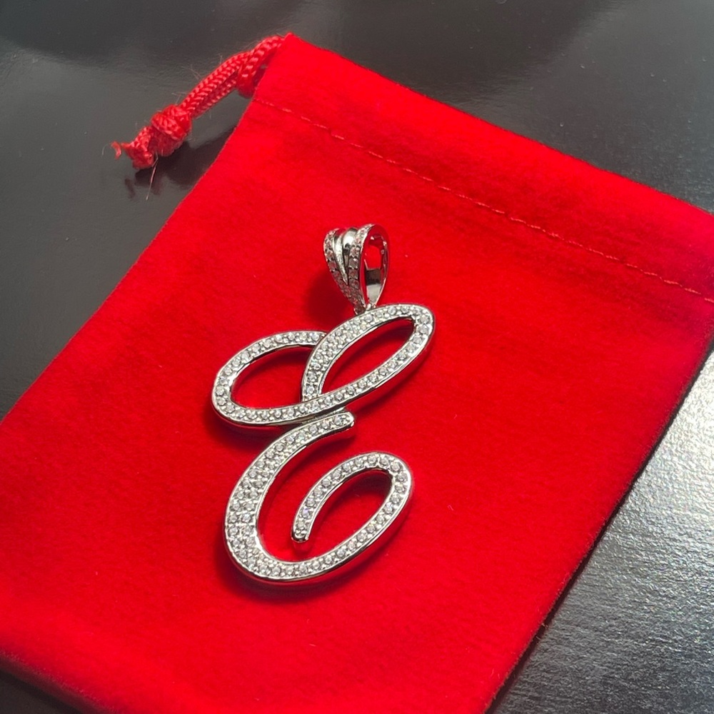 Solid 925 Silver Letter E Pendant Plata - image 2